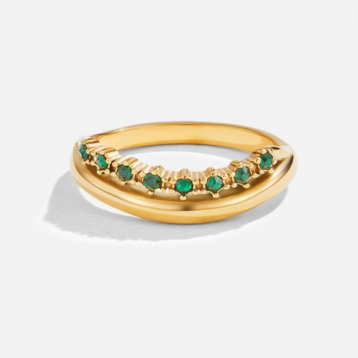 Marissa Emerald Green Layered Ring - Harry & Olivia Birmingham