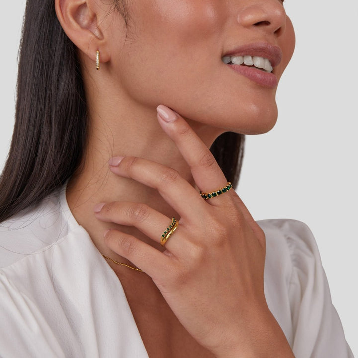 Marissa Emerald Green Layered Ring - Harry & Olivia Birmingham