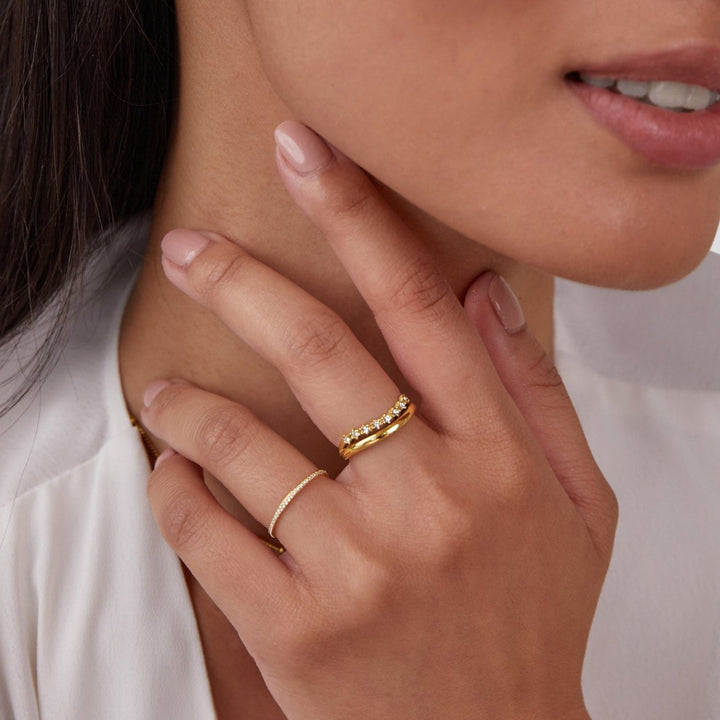 Marissa White Crystal Layered Ring - Harry & Olivia Birmingham