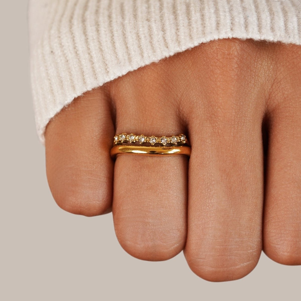 Marissa White Crystal Layered Ring - Harry & Olivia Birmingham
