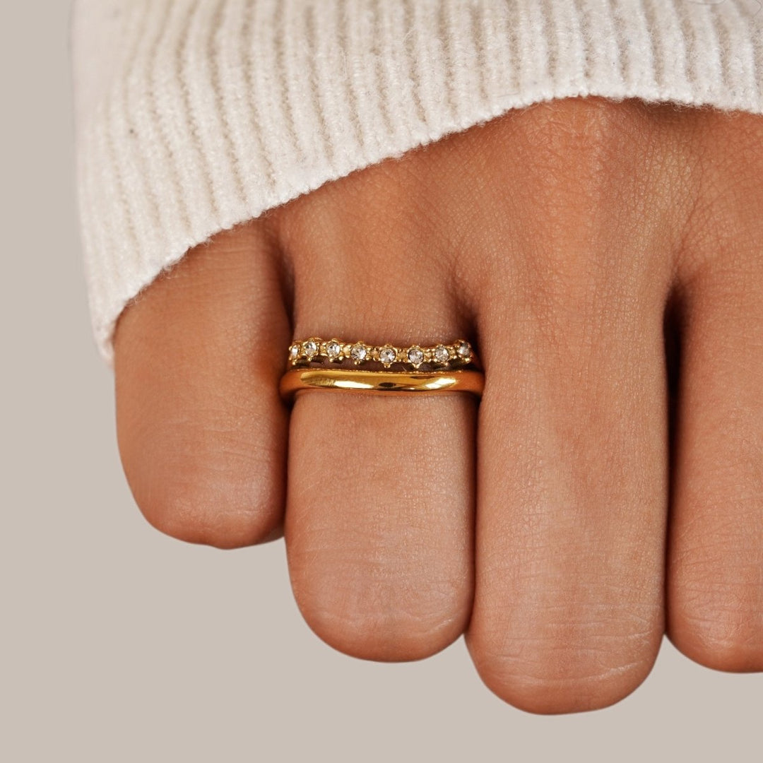 Marissa White Crystal Layered Ring - Harry & Olivia Birmingham