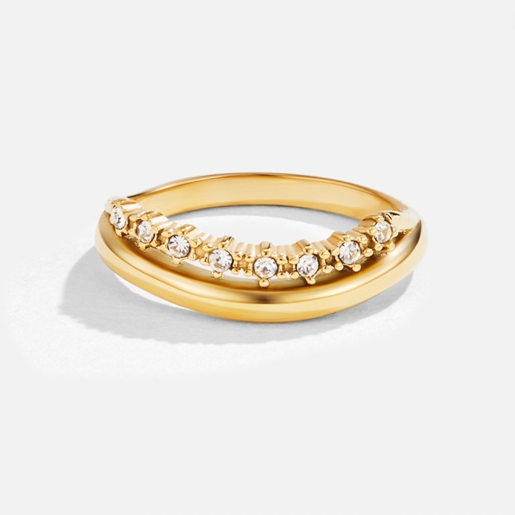 Marissa White Crystal Layered Ring - Harry & Olivia Birmingham
