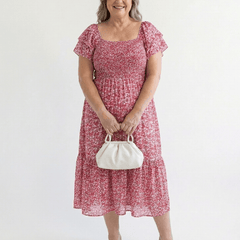 Odette | Off Shoulder Floral Smocked Midi Dress - Harry & Olivia Birmingham