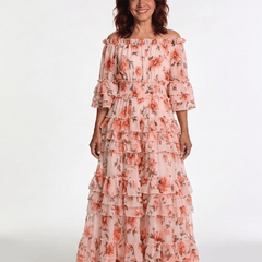 Rosalie | Off Shoulder Floral Ruffle Tiered Maxi Dress - Harry & Olivia Birmingham
