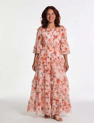 Rosalie | Off Shoulder Floral Ruffle Tiered Maxi Dress - Harry & Olivia Birmingham