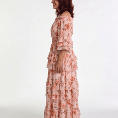 Rosalie | Off Shoulder Floral Ruffle Tiered Maxi Dress - Harry & Olivia Birmingham