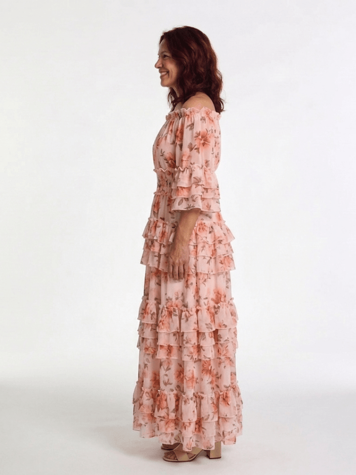 Rosalie | Off Shoulder Floral Ruffle Tiered Maxi Dress - Harry & Olivia Birmingham
