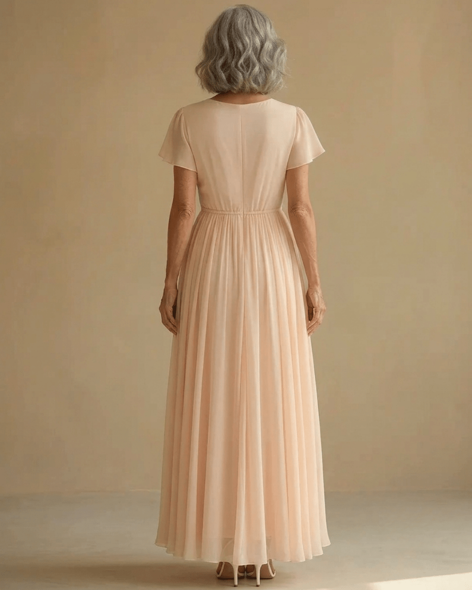 ROSALIND — Floral Appliqué Chiffon Maxi Dress - Harry & Olivia Birmingham