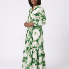 Sabine | Long Sleeve Tie Waist Tiered Maxi Dress - Harry & Olivia Birmingham