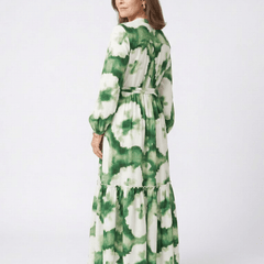 Sabine | Long Sleeve Tie Waist Tiered Maxi Dress - Harry & Olivia Birmingham