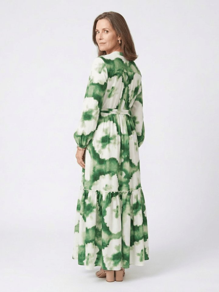 Sabine | Long Sleeve Tie Waist Tiered Maxi Dress - Harry & Olivia Birmingham