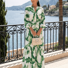 Sabine | Long Sleeve Tie Waist Tiered Maxi Dress - Harry & Olivia Birmingham