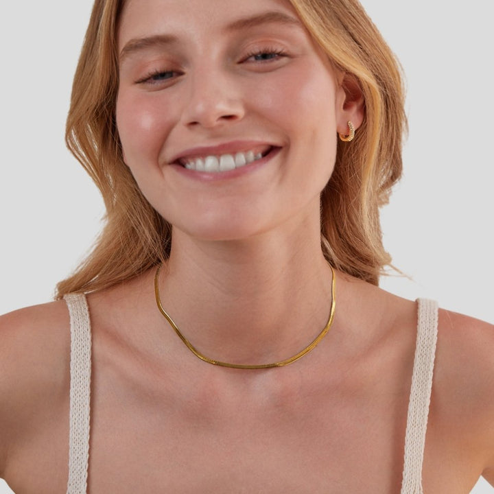 Sarya Snake Chain Gold Necklace - Harry & Olivia Birmingham