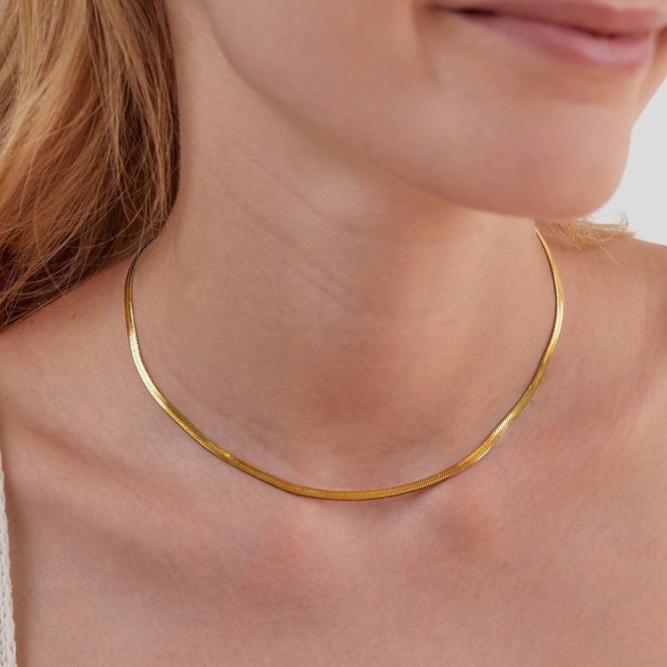 Sarya Snake Chain Gold Necklace - Harry & Olivia Birmingham