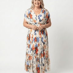 Savannah | Short Sleeve Pleated Floral Midi Dress - Harry & Olivia Birmingham
