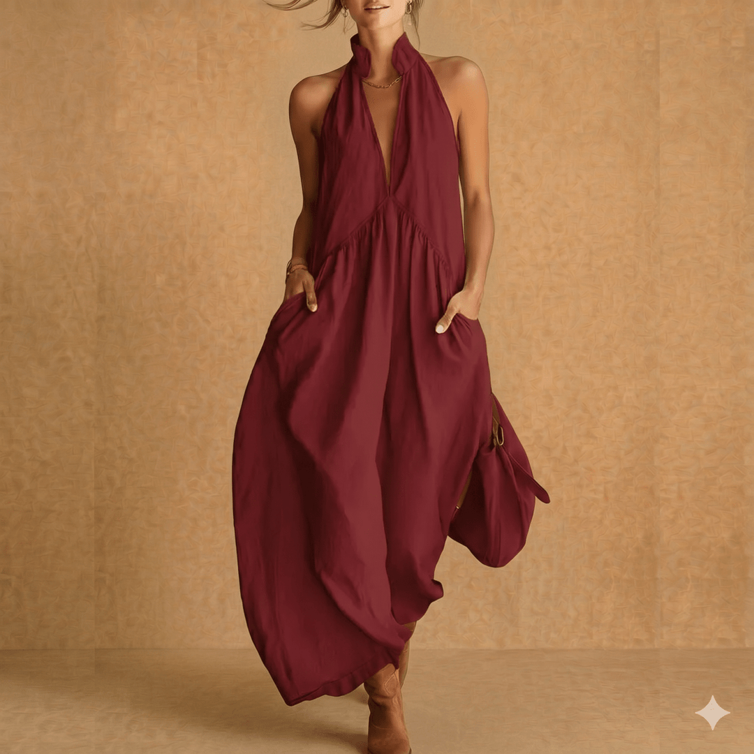 SERENE | Minimalist Halter Neck Maxi Dress - Harry & Olivia Birmingham