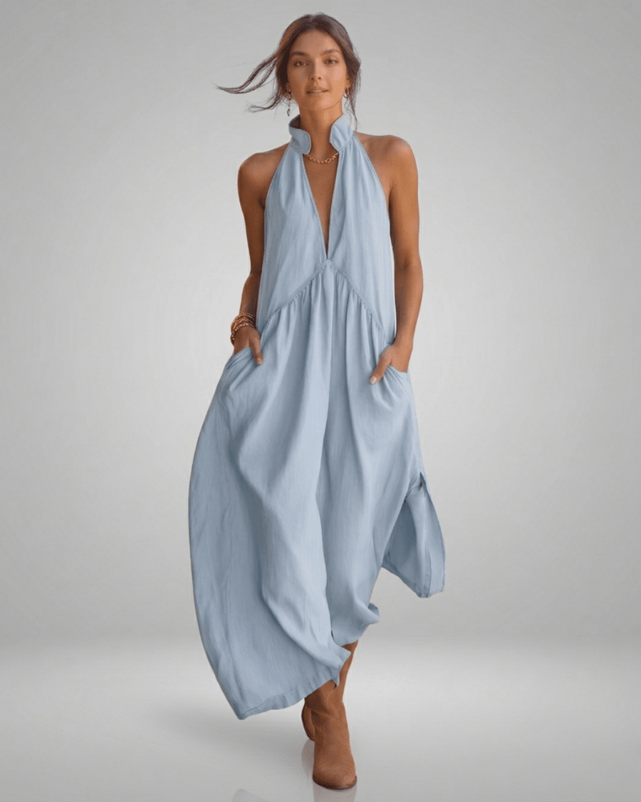 SERENE | Minimalist Halter Neck Maxi Dress - Harry & Olivia Birmingham