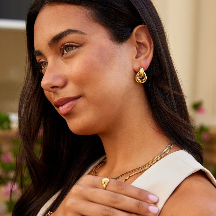 Sofia Twisted Gold Hoop Earrings - Harry & Olivia Birmingham