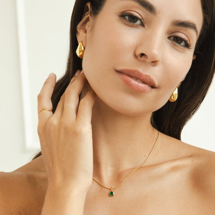Square Pendant Birthstone Necklace - Harry & Olivia Birmingham
