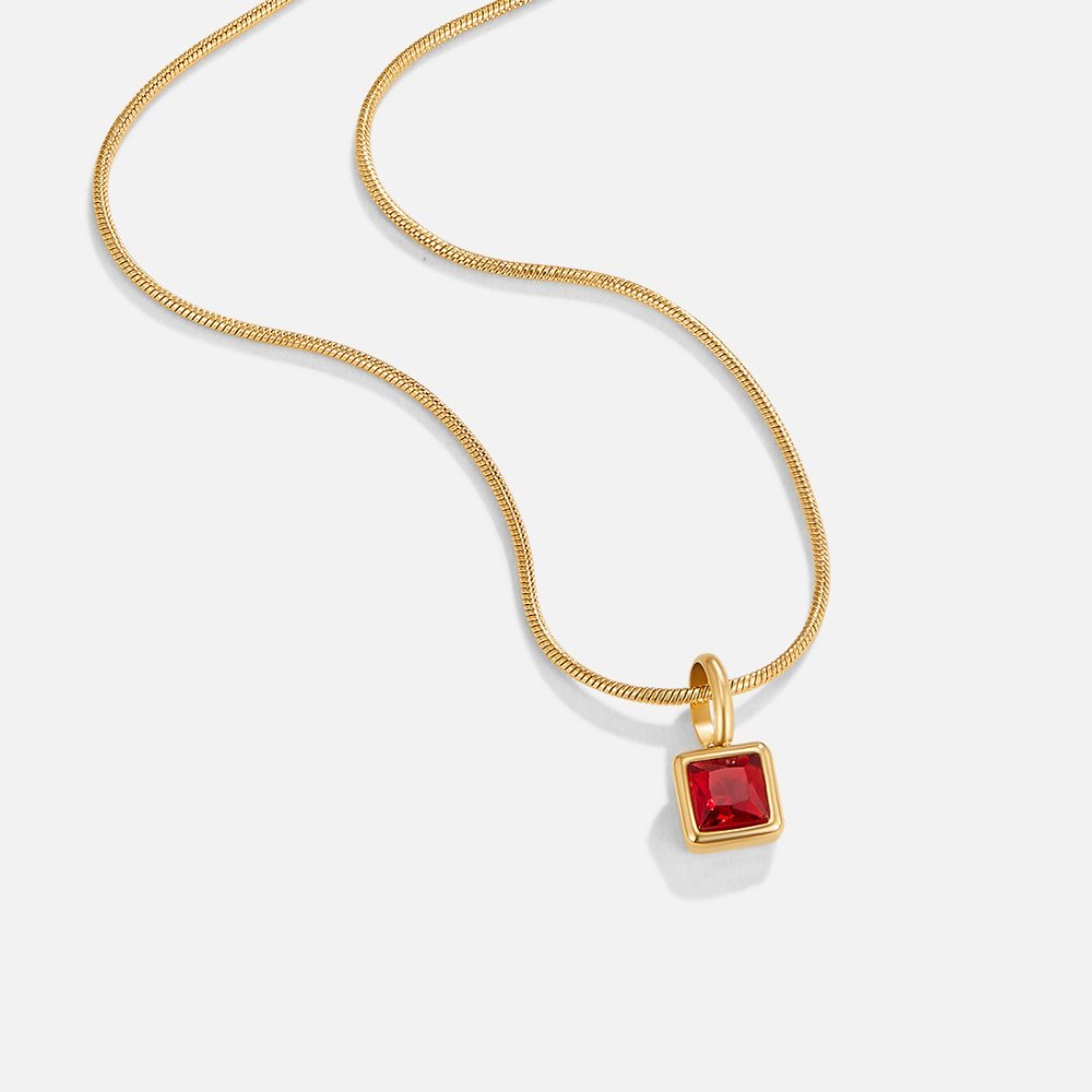 Square Pendant Birthstone Necklace - Harry & Olivia Birmingham