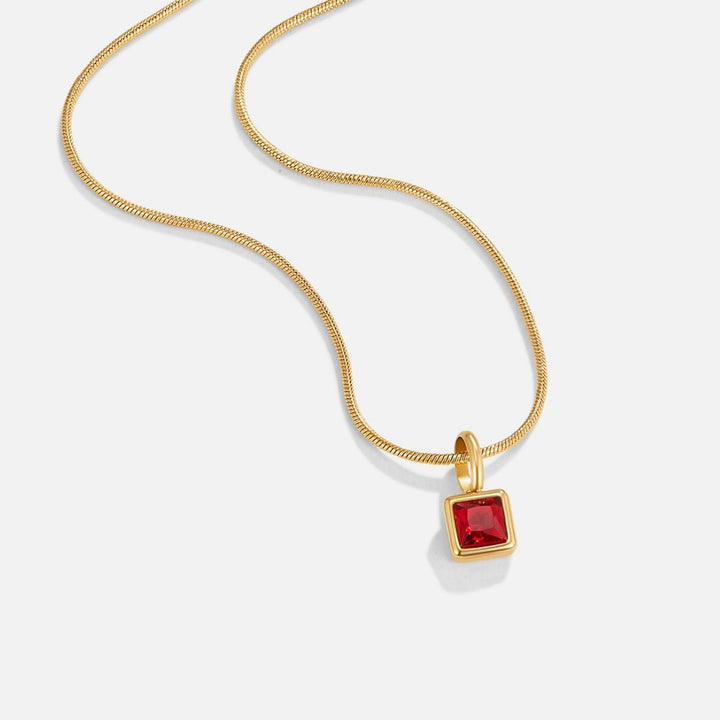Square Pendant Birthstone Necklace - Harry & Olivia Birmingham