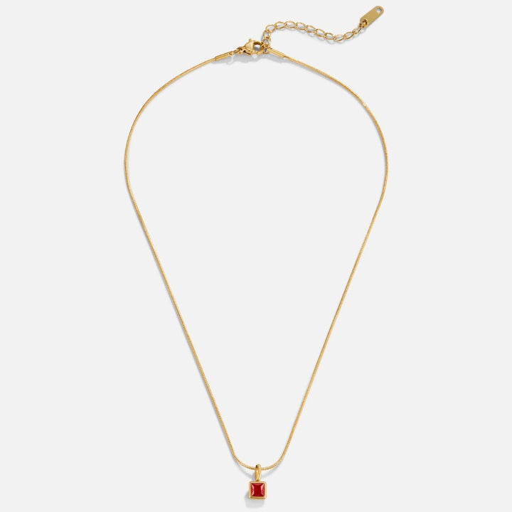 Square Pendant Birthstone Necklace - Harry & Olivia Birmingham