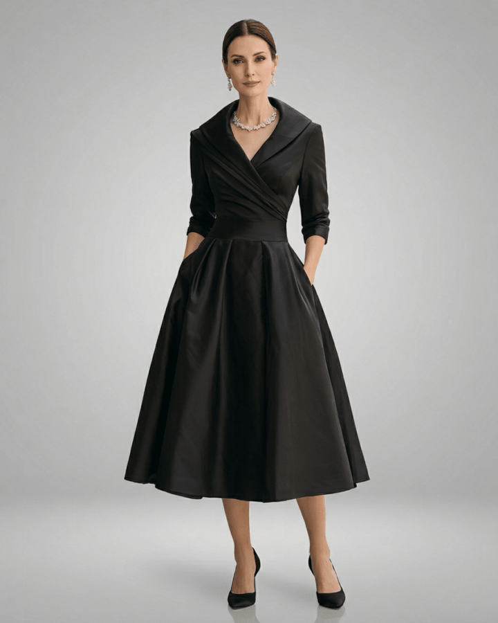 VICTORIA™ | Satin Elegance Midi Dress - Harry & Olivia Birmingham