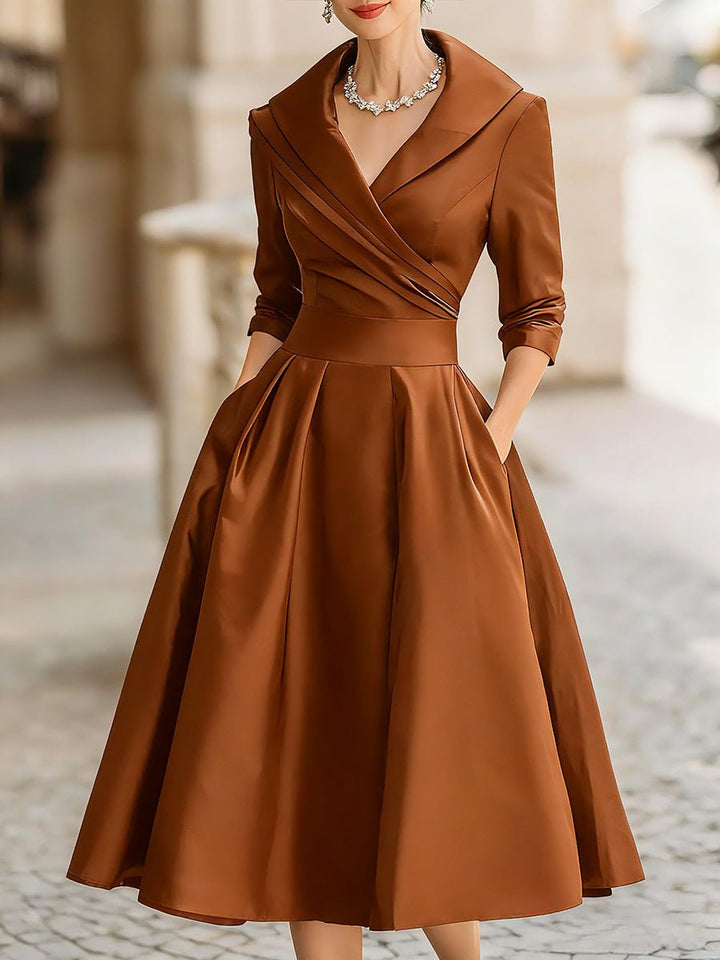 VICTORIA™ | Satin Elegance Midi Dress - Harry & Olivia Birmingham