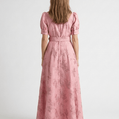 Xanthea | Short Sleeve Belted Floral Textured Maxi Shirt Dress - Harry & Olivia Birmingham