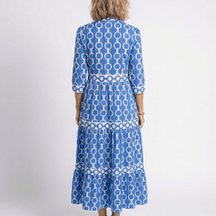 Ysolde | Three Quarter Sleeve Chain Pattern Midi Dress - Harry & Olivia Birmingham