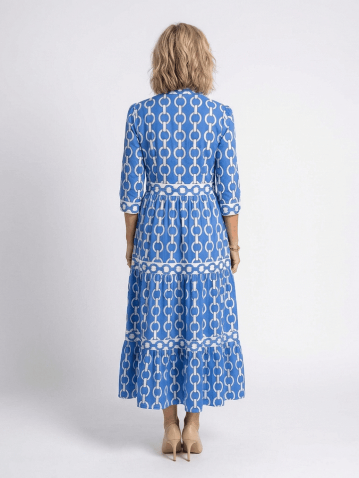 Ysolde | Three Quarter Sleeve Chain Pattern Midi Dress - Harry & Olivia Birmingham