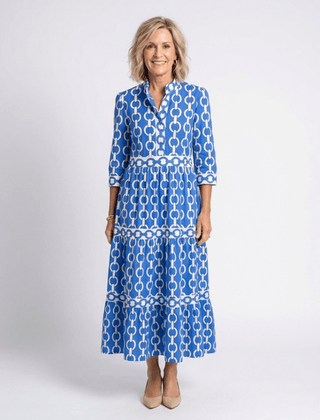 Ysolde | Three Quarter Sleeve Chain Pattern Midi Dress - Harry & Olivia Birmingham