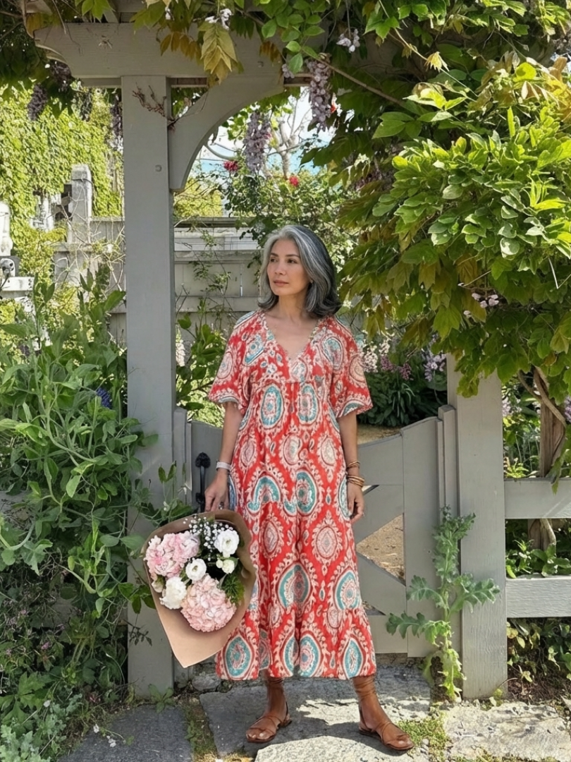 Zaria | Paisley Print V Neck Short Sleeve Midi Dress - Harry & Olivia Birmingham